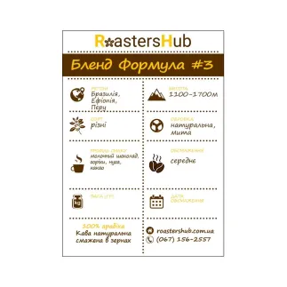 Кава в зернах Espresso Blend Formula 3 – купити в Києві, ціна | RoastersHub